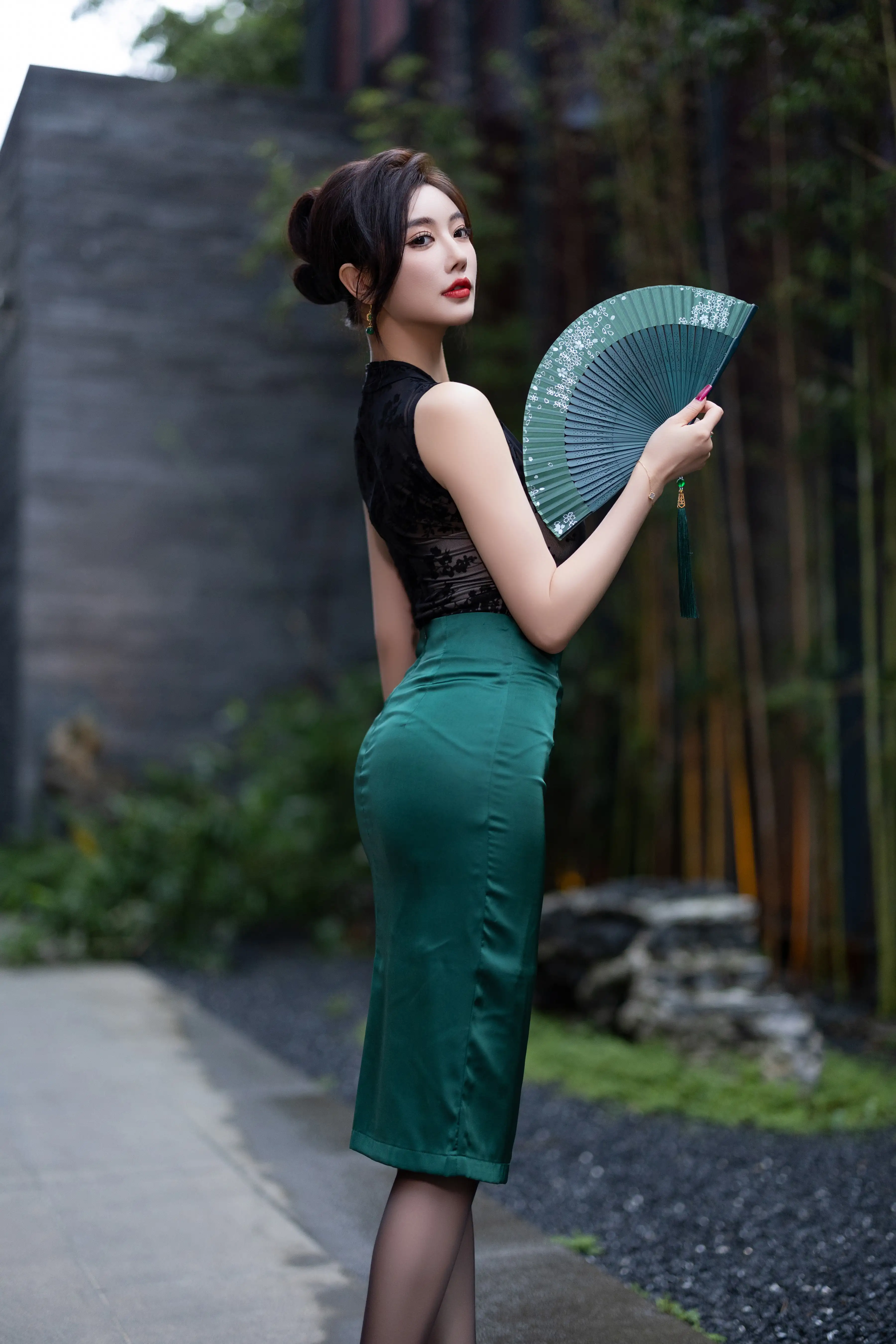 杨晨晨_NO.030_内购无水印_9384_绿色长裙_ - M940.COM 内部私购-第5张